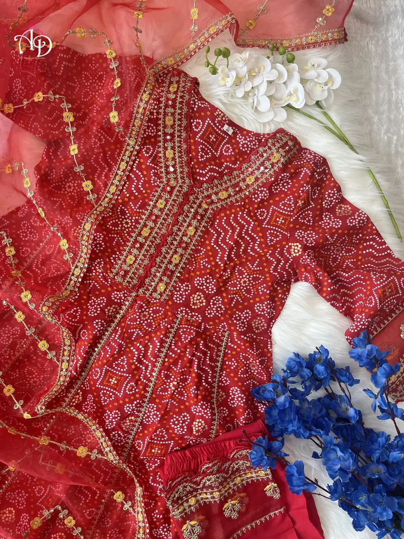 Meera Red Voluminous Heavy Anarkali Readymade Suits Catalog